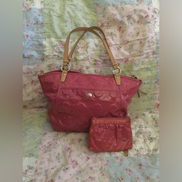 Coach Pink Patent Leather Tote - Picture 3 of 8